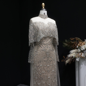 Vestido <span class=keywords><strong>de</strong></span> <span class=keywords><strong>Noche</strong></span> <span class=keywords><strong>de</strong></span> Lujo Sharon Said SS557 Color Champán con Capa, Mangas Largas y Sobre Falda Desmontable <span class=keywords><strong>para</strong></span> Mujer, Ideal <span class=keywords><strong>para</strong></span> Bodas y Fiestas - Product Image 2