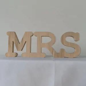 Custom Font Wood Cut Out Freestanding Connected Words Letters Tabletop Sign Decor