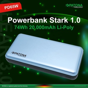 PATONA Premium Powerbank Stark 1.0 PD65W 20.000mAh avec 2 câbles de charge intégrés-USB-C - Product Image 2