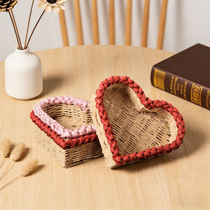 Handmade Paper Rope Heart Shaped <b>Storage</b> <b>Basket</b> Small Desktop Organizer For Keys And Clutter - Product Image 1