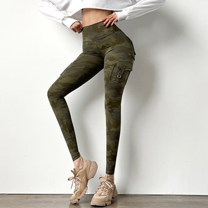 Leggings cargo de yoga pour femmes avec poches, <span class=keywords><strong>pantalon</strong></span> cargo camouflage personnalisé à 6 poches, taille haute, joggers gothiques, leggings de sport - Product Image 2