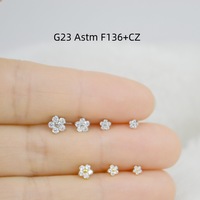 Gaby G23 Titane ASTM F136 Bijoux de piercing Fleur en zircon pour lèvre, anneau de lèvre, hélix d'oreille, clou d'oreille, cadeau d'anniversaire pour femme