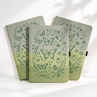 Carnet personnalisé à couverture rigide en PU avec motif papillon, élastique et pages pointillées – Idéal comme cadeau de papeterie