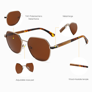 2025 venta al por mayor Unisex UV400 lentes gafas de sol Marco de acetato patillas de bambú gafas de sol para hombres Retro tonos logotipo personalizado gafas de sol - Product Image 2