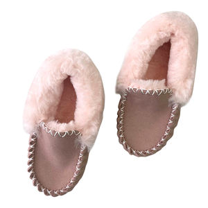 Cuir véritable Laine Femmes Chaussures Plates Mérinos Shearling Mocassins Casual Loafers EVA Plus Size Fur Winter Shoes rose Boots - Product Image 1