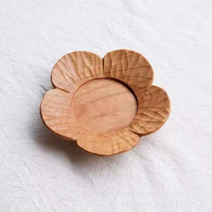Japanese Style Handmade Wooden Tea <b>Tray</b> Floral Shape Solid Black Walnut Wood Hand Carved Teacup Organizer <b>Round</b> <b>Serving</b> <b>Trays</b> - Product Image 4