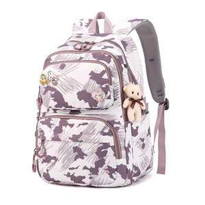 Cute Blue Camouflage Student <b>Backpack</b> For Girls With Multiple Pockets And Teddy Bear Charm Fashion Day <b>Backpack</b> 15 Inches - Product Image 6