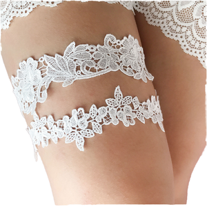 Jarretière de mariage sexy en dentelle florale avec cristaux et perles pour femmes SLBRIDAL, jarretière de cuisse pour mariée/femmes - Product Image 1