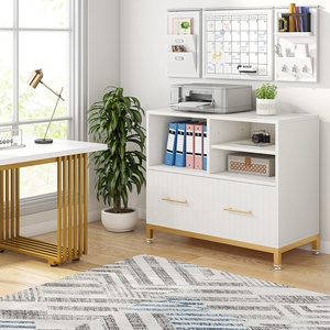 Meuble de classement moderne en bois avec 1 tiroir, pieds réglables, étagère amovible, anti-basculement pour formats Lettre/Légal/A4 - Product Image 4