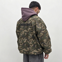 Veste Coach Camouflage Personnalisée pour Homme, Col Boutonné, Poches Latérales, Coupe Boxy, Style Streetwear, Coupe-Vent, Fabricant OEM ODM avec Logo Personnalisé