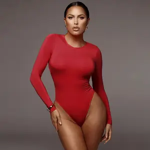 Plain Sexy Backless Elastic Tight Rompers With Shoulder Pads Ladies Female Tops Body Suits Bodysuit women knit jumpsuit