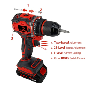 21V High Torque Brushless Cordless <b>Drill</b> Lithium Battery Variable Speed Industrial Power Tools - Product Image 2