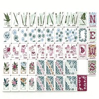 Tuiles de Mahjong Américaines de Style Zen Oriental Créatif - Motifs Plume de Cygne/Enveloppe/Fleur, Dos Vert Menthe