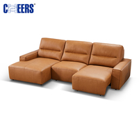 Juego de Muebles para Sala de Estar MAMWAH CHEERS, Sofá Cama de Cuero, Sofá Eléctrico de 3 Plazas