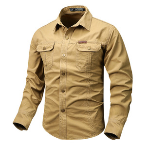 Vente en gros d'uniformes de sport chemise tactique boutonnée pour hommes polos 100% coton à manches longues chemise décontractée d'extérieur - Product Image 1
