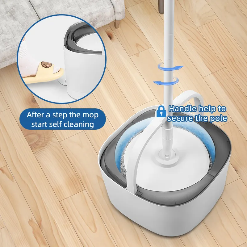 Jesun Automatic Electric Power Mop Nass-und Trocken reiniger Micro Fiber Round Spinning Bucket Mop