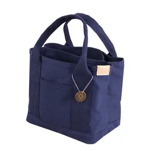 复古简约购物袋野餐午餐午餐盒手提袋品牌设计师高档帆布便当包