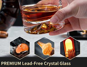 Vasos de Cristal Soplado a Mano <span class=keywords><strong>para</strong></span> Cócteles Doble Old Fashioned, Vasos de Whisky Sólidos, Vasos Lowball - Product Image 2