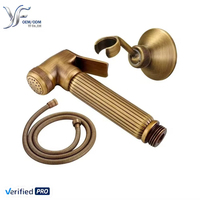 Ensemble de pulvérisateur de bidet de luxe vintage en laiton, kit shattaf de toilette contemporain à main, pulvérisateur vertical mural pour salle de bain