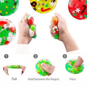 Christmas Festive Glitter Water <b>Bead</b> Squishy Ball TPR Stress Relief Fidget Gift for Kids Aged 5-7 EVA Bubble Popper for Holidays - Product Image 1