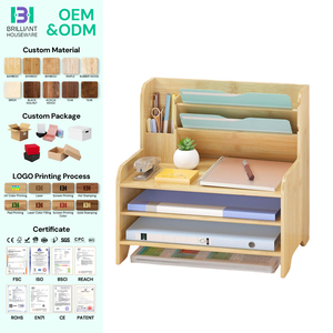BH <strong>File</strong> Organizer Letter Tray Mail Holder Countertop Bamboo Desk Organizer for Desk Letter Sorter Paper <strong>File</strong> <strong>Storage</strong> - Product Image 1
