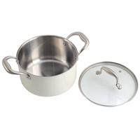 Panci dan panci Premium untuk koki rumah, Set peralatan masak baja tahan karat dengan pegangan ergonomis