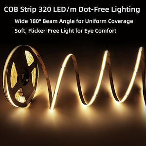 Stock tira de Led Cob flexible de alta densidad 24V 5 M/rollo, sin punto Cri 90 320 480 528 Leds/M tiras de luz de <span class=keywords><strong>cinta</strong></span> Led 3000K 4000K 6000K - Product Image 6