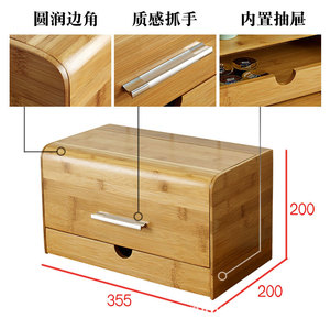 Bamboo Bread Storage Box With Lid And Drawer For <b>Kitchen</b> Desktop Organization Rectangle Shape Covered Design - Product Image 5