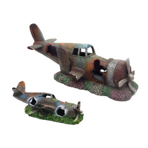 Decoración de Acuario de Avión Dañado, Adorno de Resina de Avión Hundiéndose con Cueva Escondida, Tengible Naufragio Submarino de Avión - Product Image 2