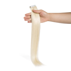 Extensiones de cabello rubio europeo con cutículas alineadas # 60 60a # Extensiones de cabello rubio platino 613, lacio y sedoso, con cinta adhesiva suave. - Product Image 5