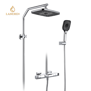 Cascade chromée finition de Surface en laiton 3 fonctions ensemble pluie et douche exposées thermostatique système de robinet mitigeur - Product Image 6