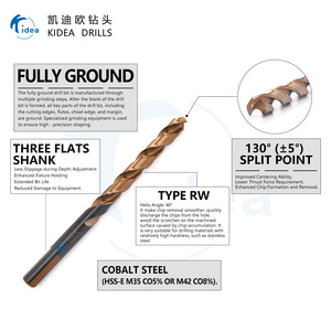Kidea công cụ HSS Vàng & Đen hoàn thành M35 Cobalt 5% đầy đủ mặt đất <span class=keywords><strong>Twist</strong></span> khoan <span class=keywords><strong>bit</strong></span> cho khoan kim loại cứng thép không gỉ - Product Image 2