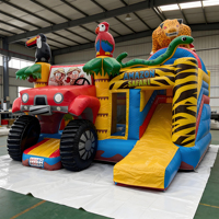 Château gonflable combiné de qualité commerciale en PVC de 0,55 mm pour événements, thème Safari Tropical