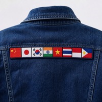 Lot de 8 drapeaux d'Asie en tissu chenille brodé, écussons thermocollants 3D réfléchissants, motifs floraux/alphabetiques pour chapeaux et pantalons, personnalisation ODM