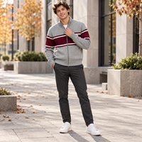Cardigan en maille zippé pour homme, col montant, manches longues, décontracté, hiver, manteau tricoté, fabricant OEM ODM