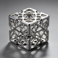 Cube en aluminium à structure complexe usiné CNC, poli, conception générative 3D pour applications aérospatiales, médicales, architecturales et industrielles