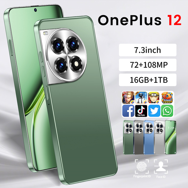 High Quality Oneplus12 5G Android Smartphone with 16GB+1TB 72MP+108MP Dual Camera Face Unlock Full Display Mobile Phone