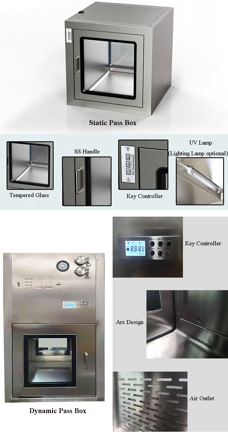 Clean Room Laboratory Pass Box Electronic Interlock Pass Box Stainless Steel