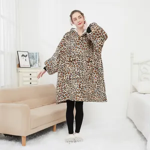 Wholesale New Launch Well Designed Cozy Skin-Friendly Printing Sherpa Hoodie Blanket blanket oversized hoodie