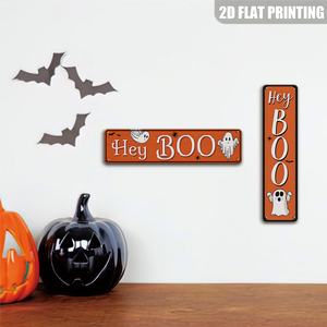 Letrero Metálico de Halloween con Diseño de Fantasma 'Hey Boo', Decoración Rústica para Pared, Ideal para Porche, Patio, Cafetería o Fiesta de Halloween - Product Image 3