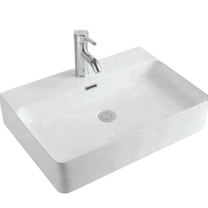 Vasque rectangulaire en béton - 16''x12'' à poser sur le comptoir, couleur beige-gris. - Product Image 1