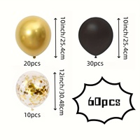 Kit de ballons en latex à paillettes rondes noires et dorées, 60 pièces/ensemble, durables, pour la décoration de mariages, anniversaires, festivals et de la pièce.