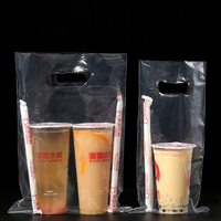 Sac en plastique Transparent avec poignée grand sac d'emballage de récipient alimentaire gâteau de fête sacs à poignée découpée