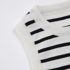 Contrast Binding Sleeve Less Tshirt for <b>Women</b> High Quality 100% Cotton <b>Sweater</b> <b>Vest</b> Classy Stripe Crop Tank Top - Product Image 5