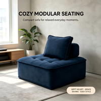 Canapé modulaire élégant en velours côtelé pour salon de condo, gain de place, sectionnel minimaliste, confort paresseux, canapé compressé