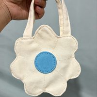 Bolso de Mano de Lona con Diseño de Mini Margaritas ZHYD, Pétalos Beige, Centro Verde, Bolso Tipo Tote Pequeño y Bonito para Niñas, Uso Diario Informal, Regalo