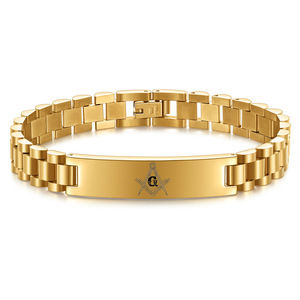 Bracelet de Franc-Maçonnerie en Acier Inoxydable 10mm, Bijou pour Homme, Cadeau, Design Géométrique Croix - Product Image 5