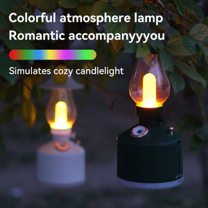 New 2-in-1 xách tay cắm trại đèn lồng 280ml USB Retro thời gian ánh sáng độ ẩm cho nhà Bàn Ngoài Trời với điều chỉnh sương mù - Product Image 5