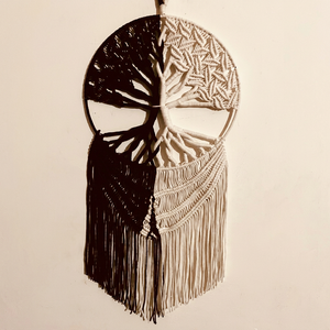 Basantpriya - Decoración de Pared Bohemia de Doble Color con Forma de Hoja de Árbol de la Vida, Tejida a Mano con Cuerda de Algodón, para Dormitorio o Cuarto de Niños - Product Image 1