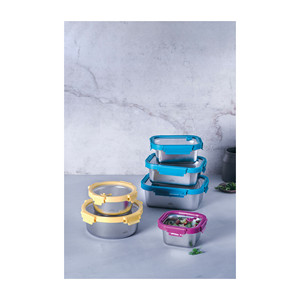 Contenitore Rotondo per Alimenti Lacor in Acciaio Inossidabile con Coperchio Giallo 1,5L - Product Image 2
